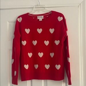 Christian Siriano Vibrant Red Sweater with Cream Hearts